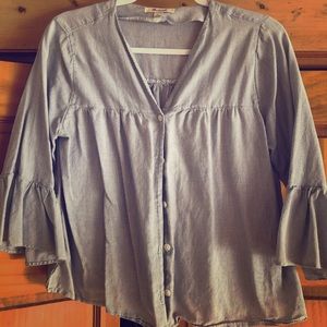 Madewell Button Down 3/4 Bell Sleeve Shirt